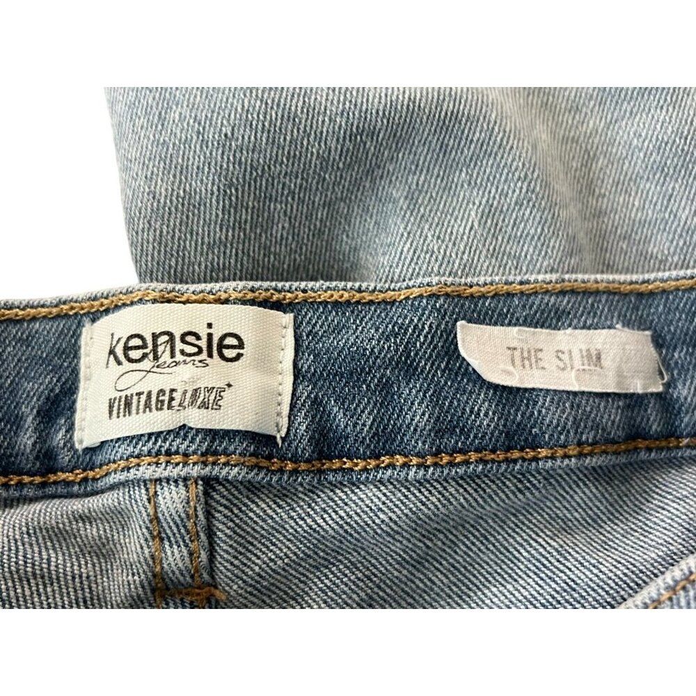 Kensie Distressed Jeans Size 0/25 Vintage Luxe The Slim Straight Medium Wash - Picture 10 of 11